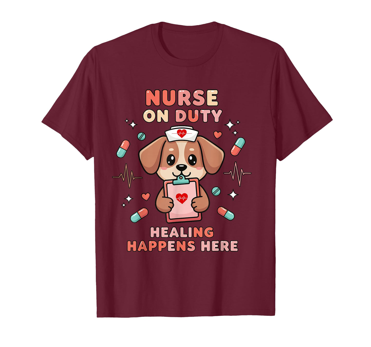 Nurse On Duty Funny Dog Lover RN Pet Nurse Humor Medical T-Shirt