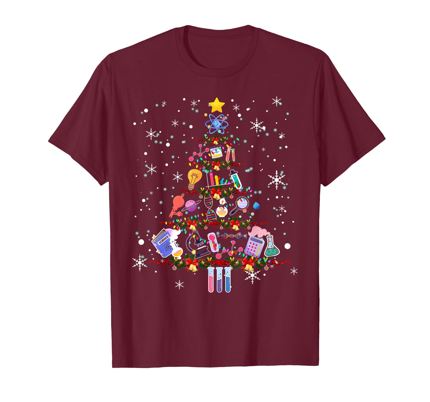 Science Christmas Lights Scientist Chemistry Lab Tech Xmas T-Shirt