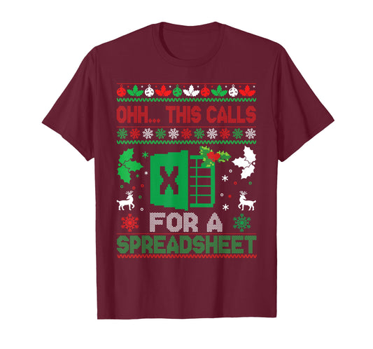 Oh This Calls for a Spreadsheet Christmas Sweater Excel T-Shirt