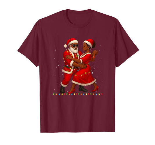 African Santa Mrs Claus Dancing African American Christmas T-Shirt