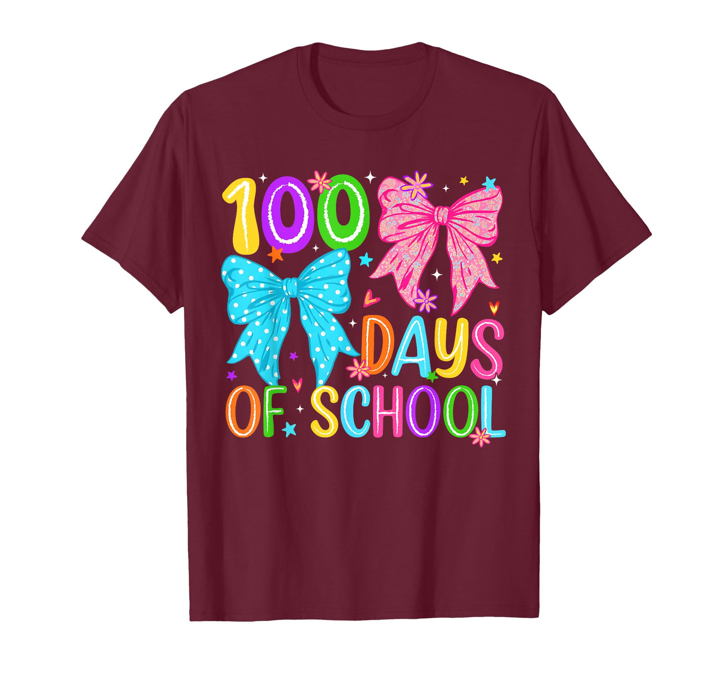 100th Day of School 100 Days Coquette Bow Teacher Girl Women T-Shirt