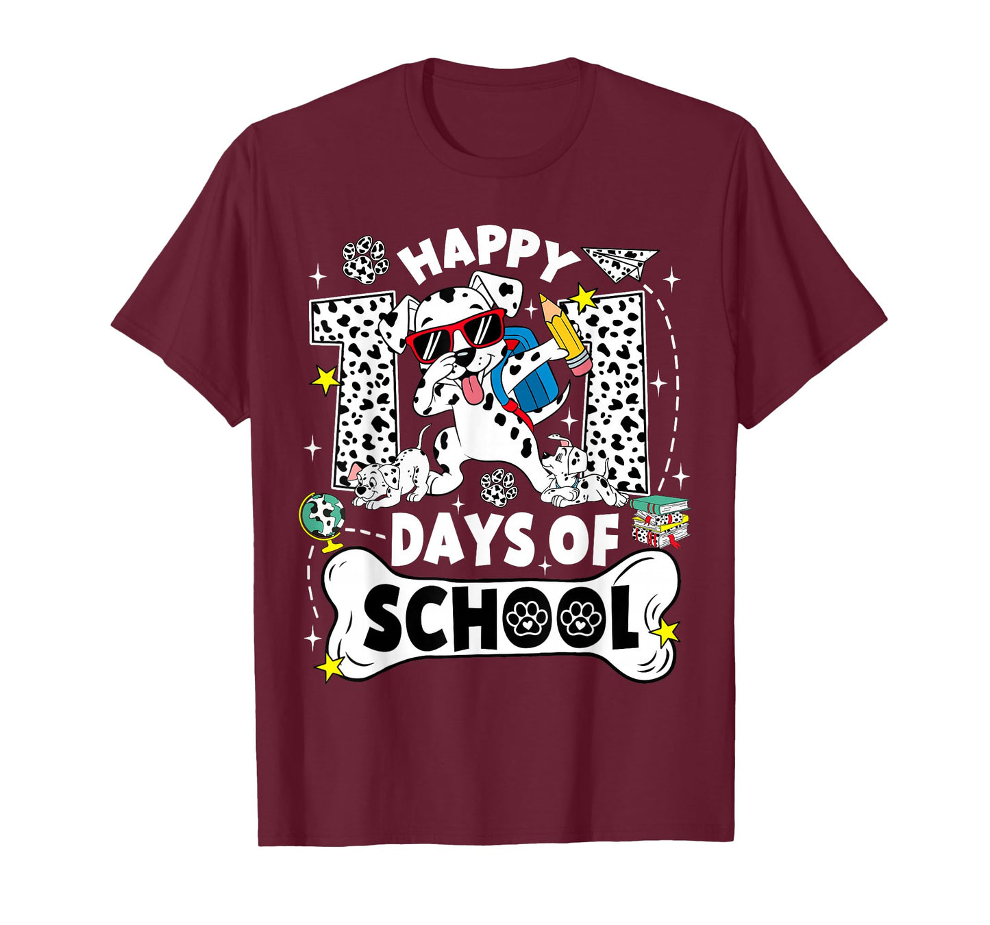 Happy 100 Days of School Dabbing Dalmatian Dog 100 Days Kids T-Shirt