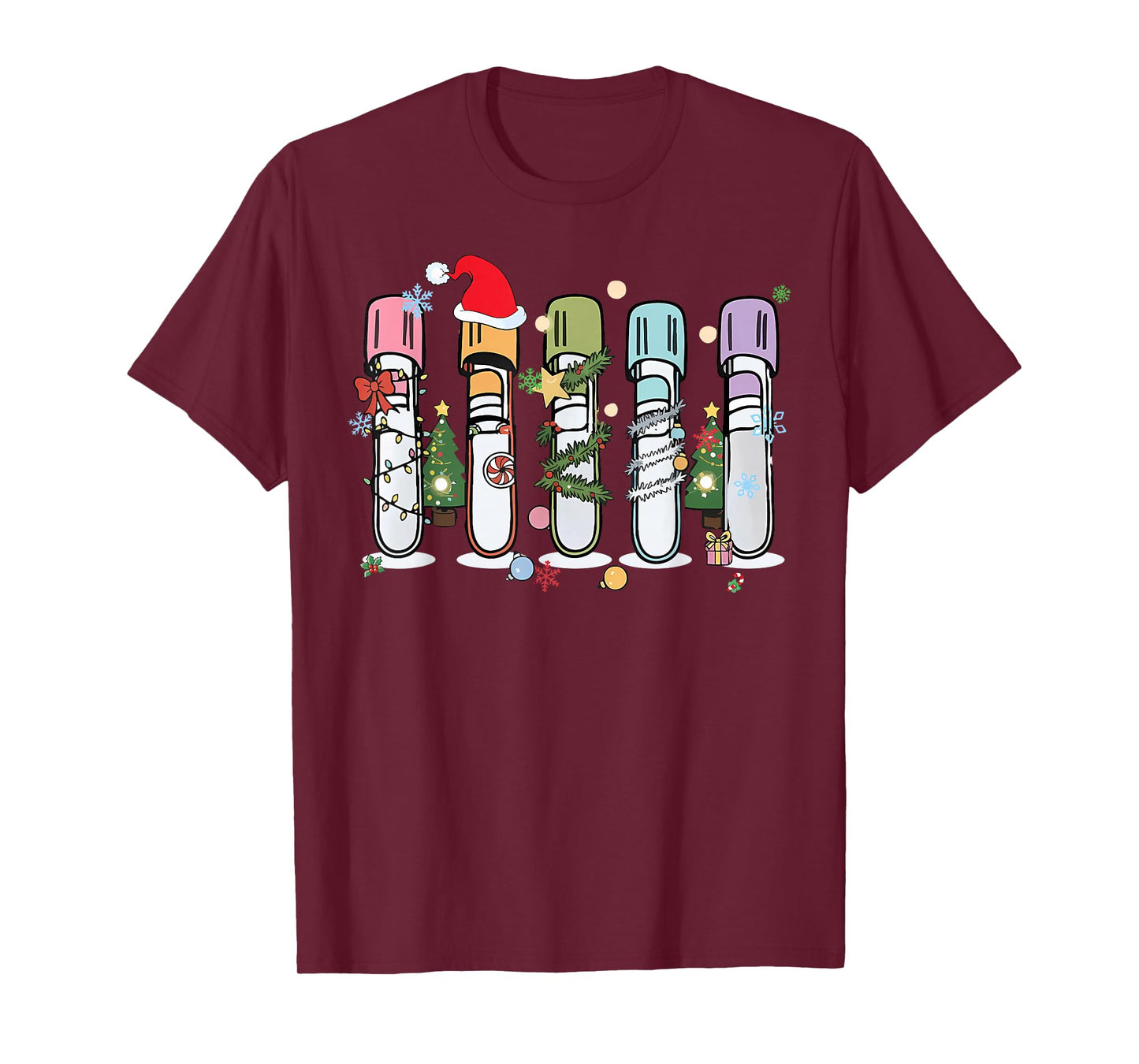 Blood Tube Christmas Phlebotomy Tech Laboratory Science Tech T-Shirt