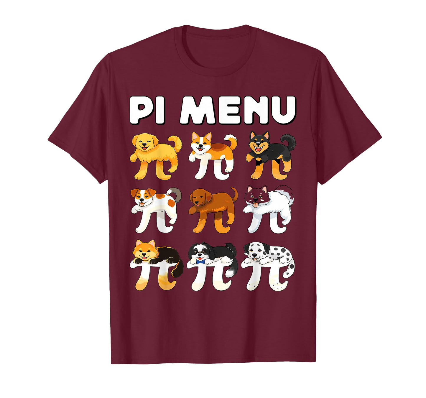 Pi Menu 3.14 Math Teacher Happy Pie Day Teachers Dogs Lover T-Shirt