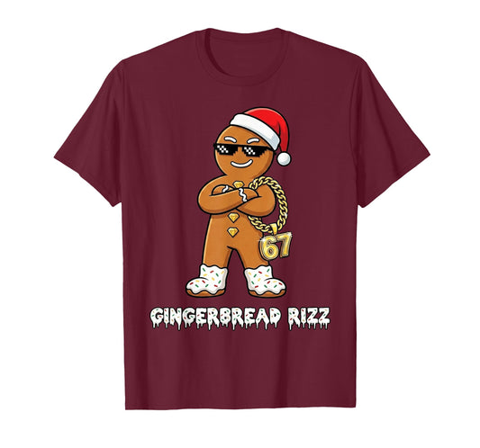 Gingerbread Rizz 67 Funny Christmas Meme Cookie T-Shirt