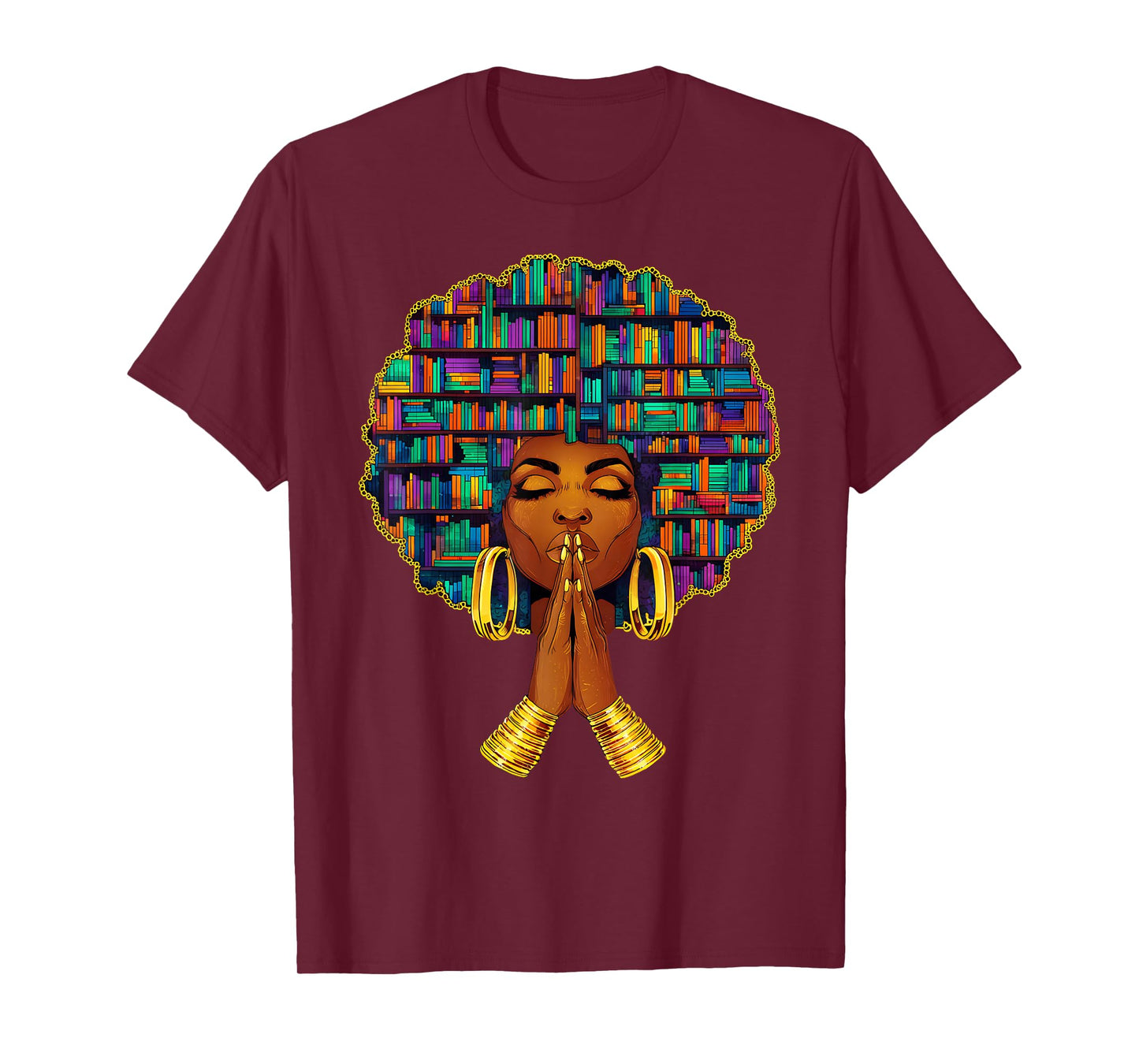Black History Month Afro Women Book Lover Librarian Teacher T-Shirt