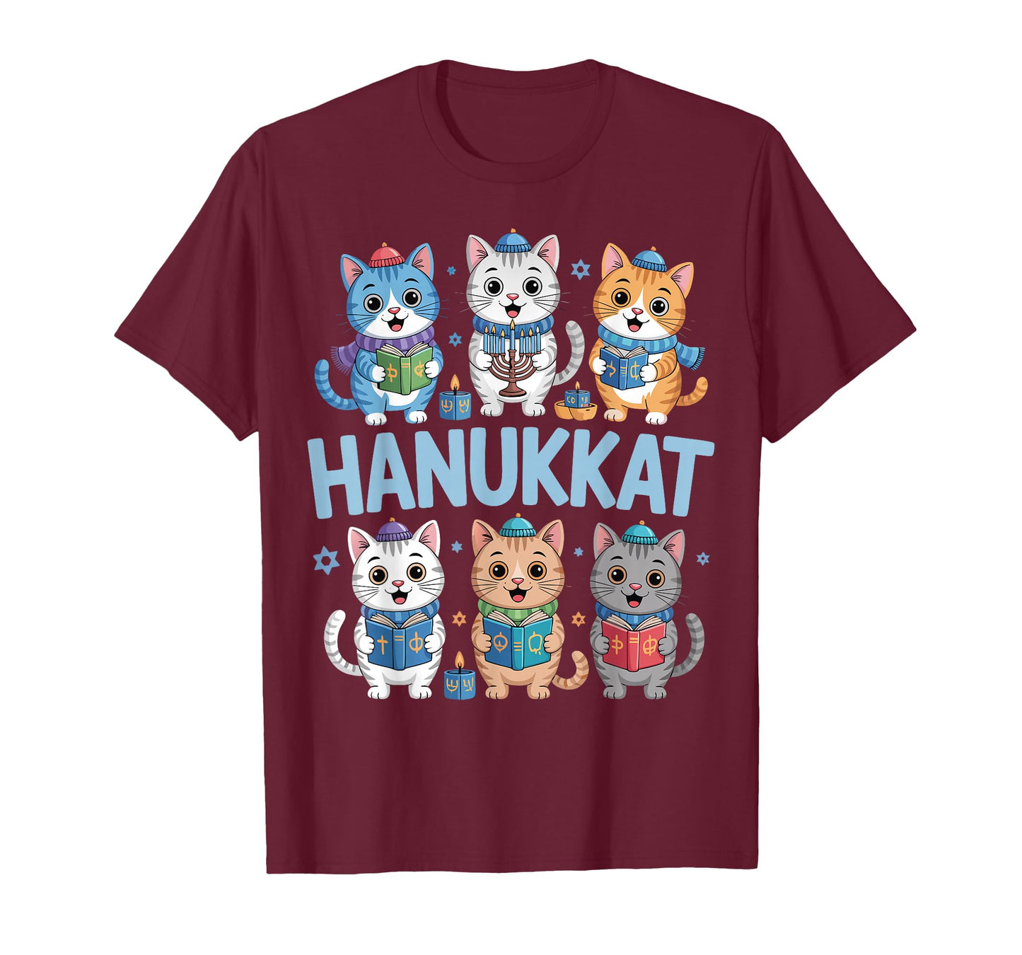 Hanukkah Cat Menorah Cute Jewish Holiday Cats Ugly Funny T-Shirt