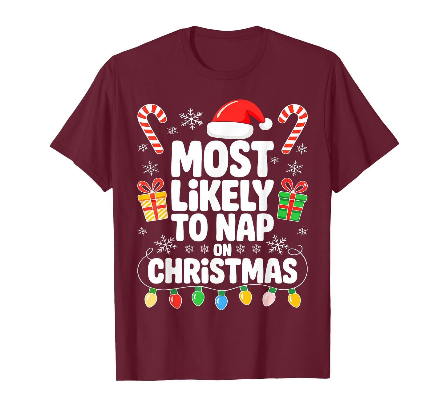 Most Likely to Nap On Christmas Shirt Family Matching Xmas T-Shirt