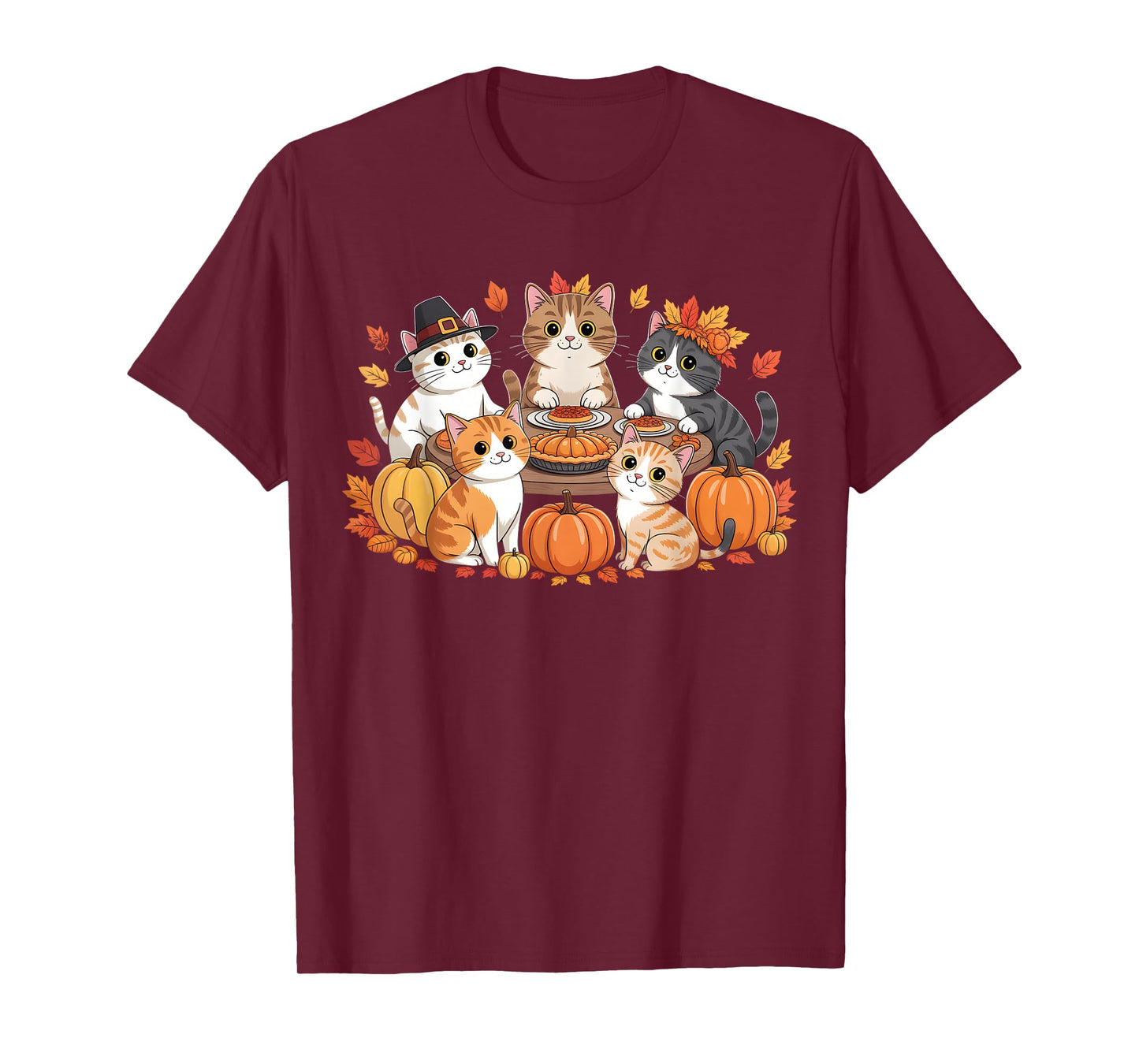 Thanksgiving Cats Dinner Feast Vintage Fall Men Women Kids T-Shirt