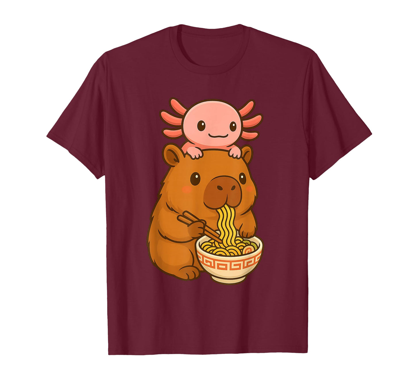 Capybara Anime Ramen Axolotl Funny Graphic Kawaii Capibara T-Shirt