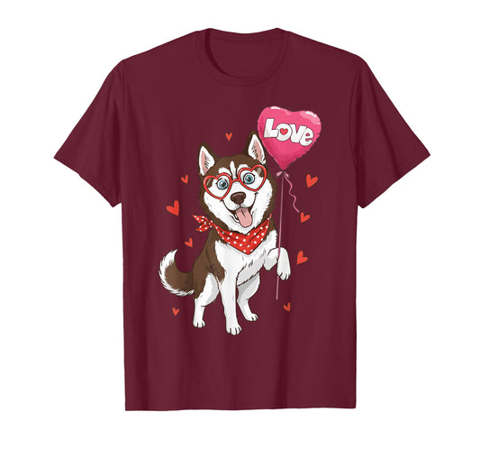 Cute Husky Dog Heart Love Valentine Pet Animal Lovers T-Shirt
