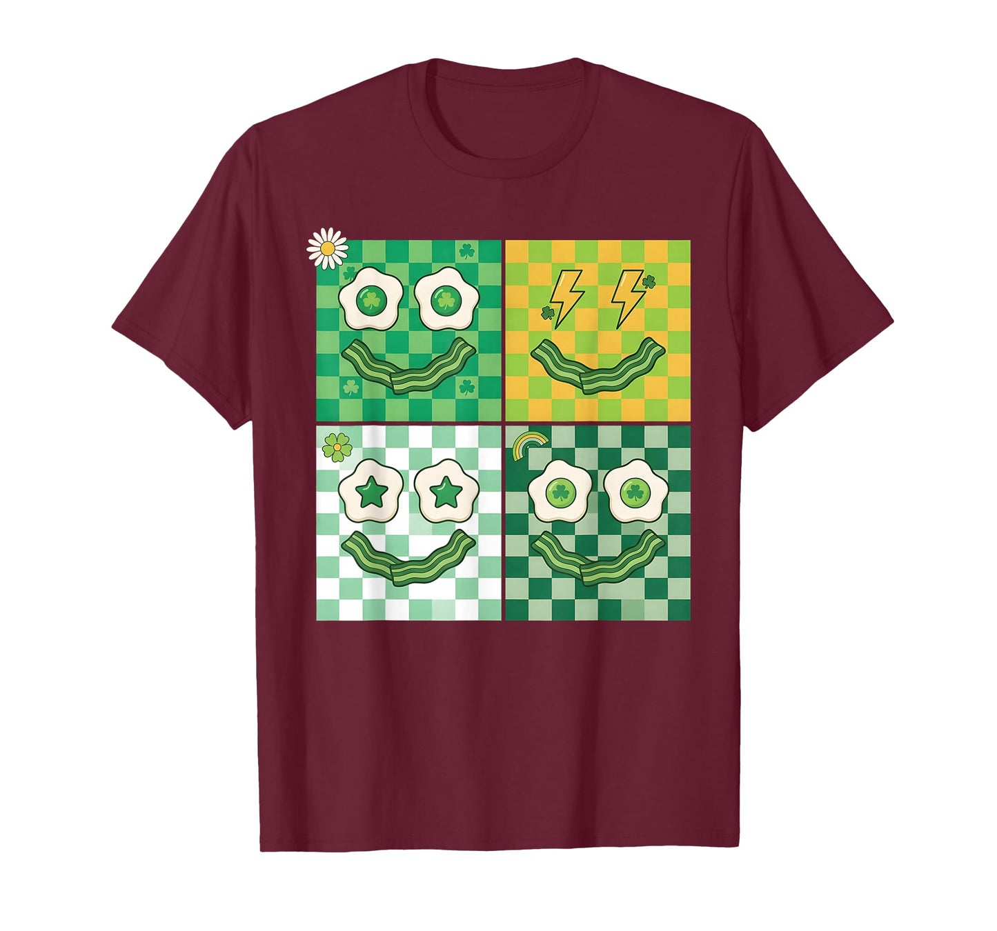 Retro Green Face Eggs and Bacon Ham Breakfast St Patricks T-Shirt