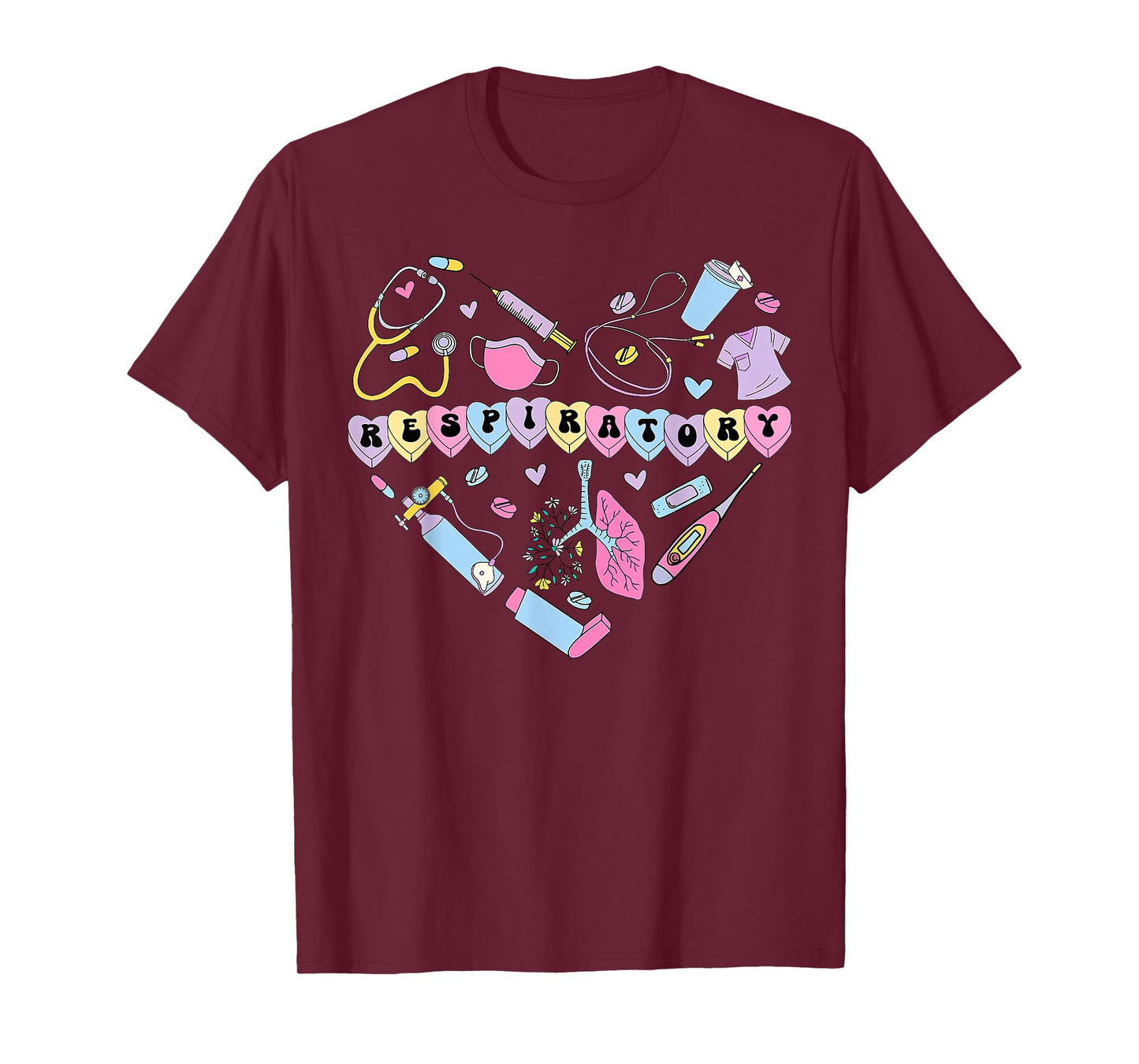 Respiratory Therapist Heart Valentines RT Nurse Pulmonology T-Shirt