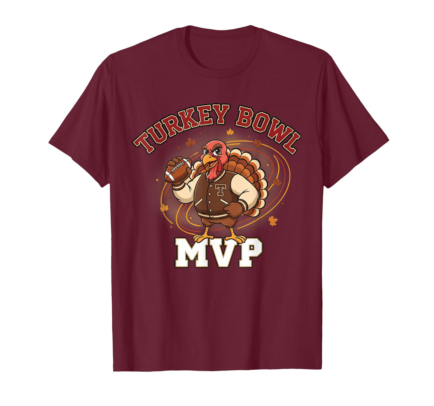 Turkey Bowl MVP Funny Thanksgiving Football Player Tee T-Shirt