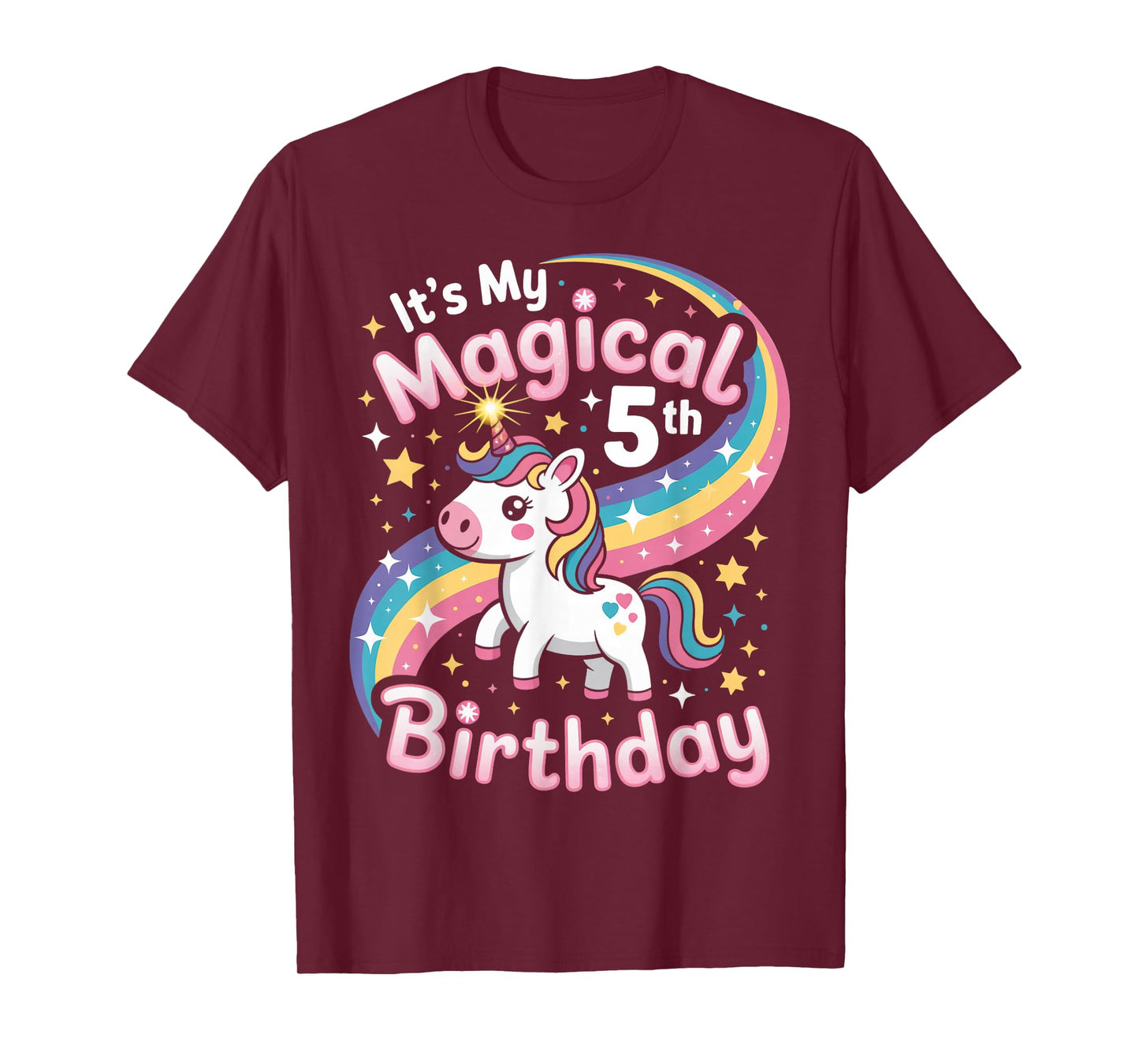It's My Magical 5th Birthday 5 Years Old Unicorn Birthday T-Shirt
