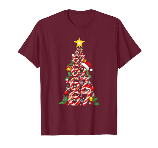 Merry Christmas Candy Cane Tree Number 67 Meme Xmas Pajamas T-Shirt