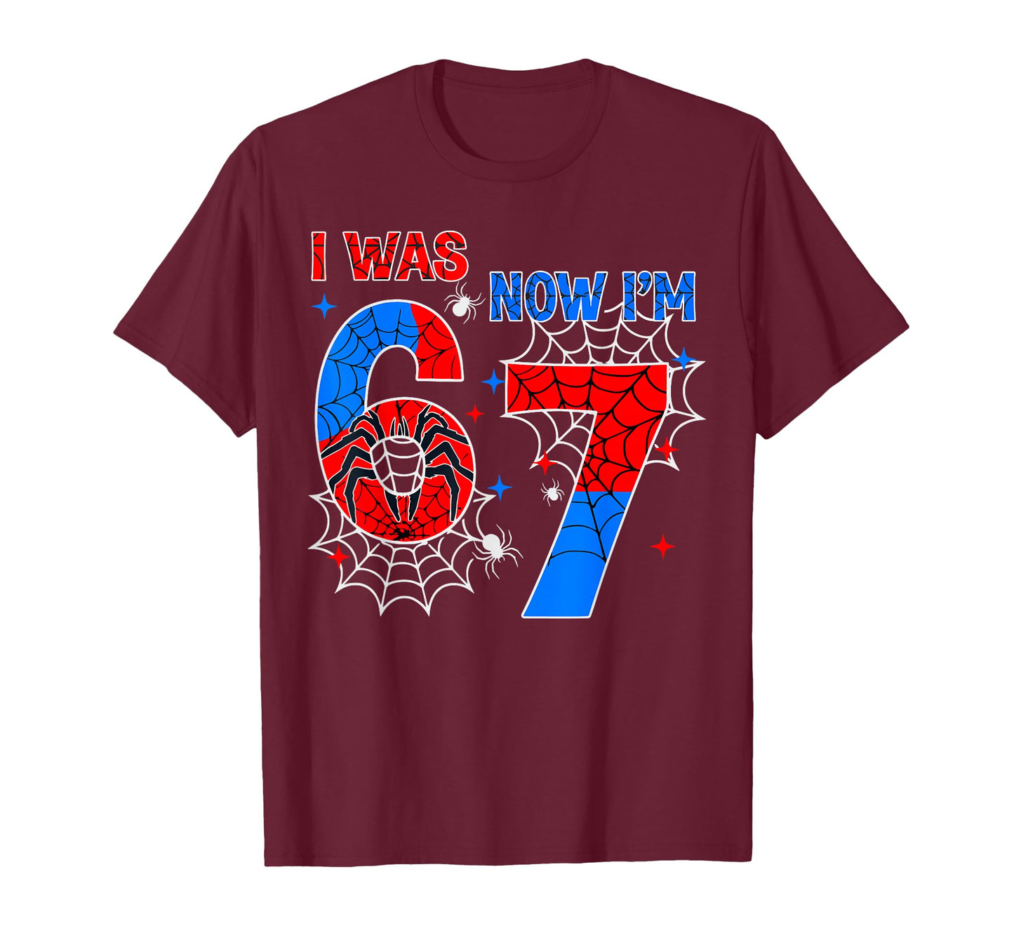 I was 6 Now I'm 7 Year Old Boy Kids 7th Birthday Spider Web T-Shirt