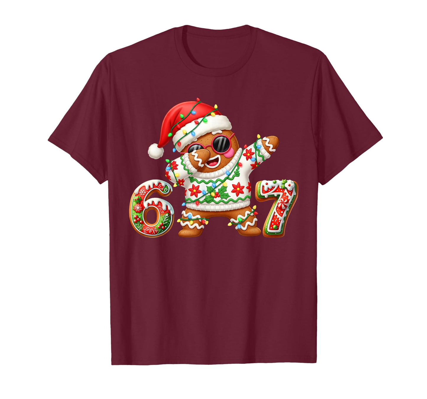 Funny Gingerbread Six Seven 67 Ice Cream Drip Christmas Boys T-Shirt