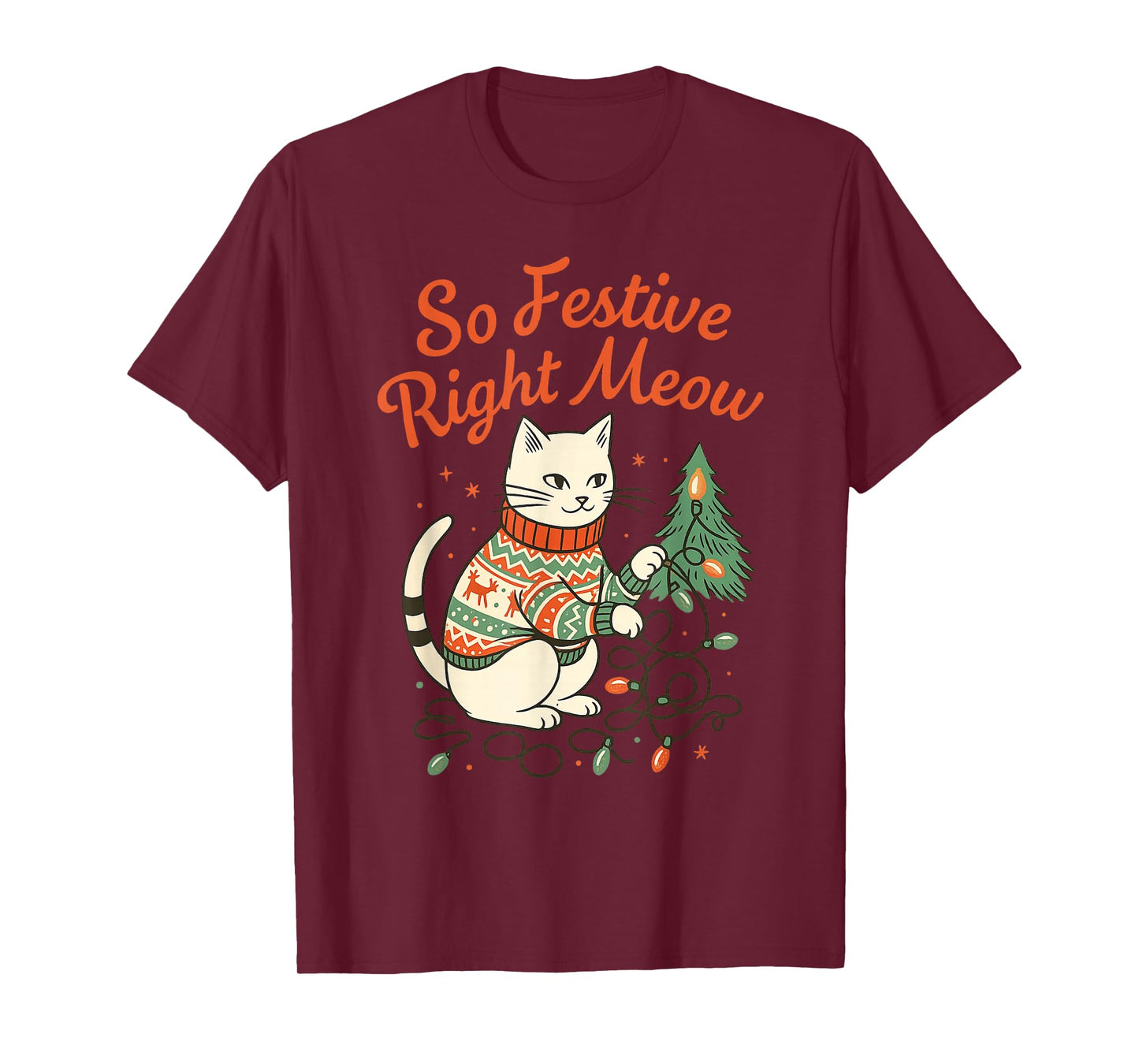 So Festive Right Meow Funny Cat Christmas Santa Holiday T-Shirt