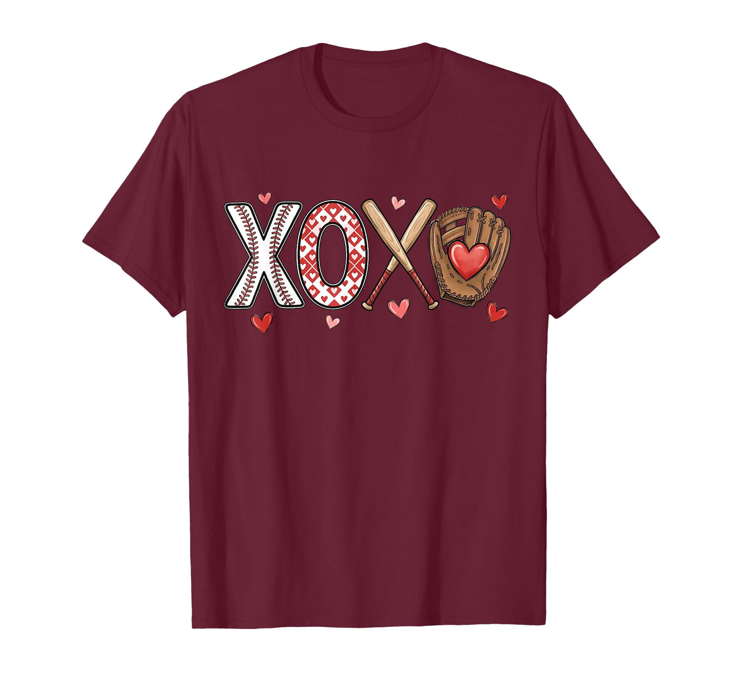 XOXO Baseball Valentine Day Baseball Mom Sport Lover Women T-Shirt