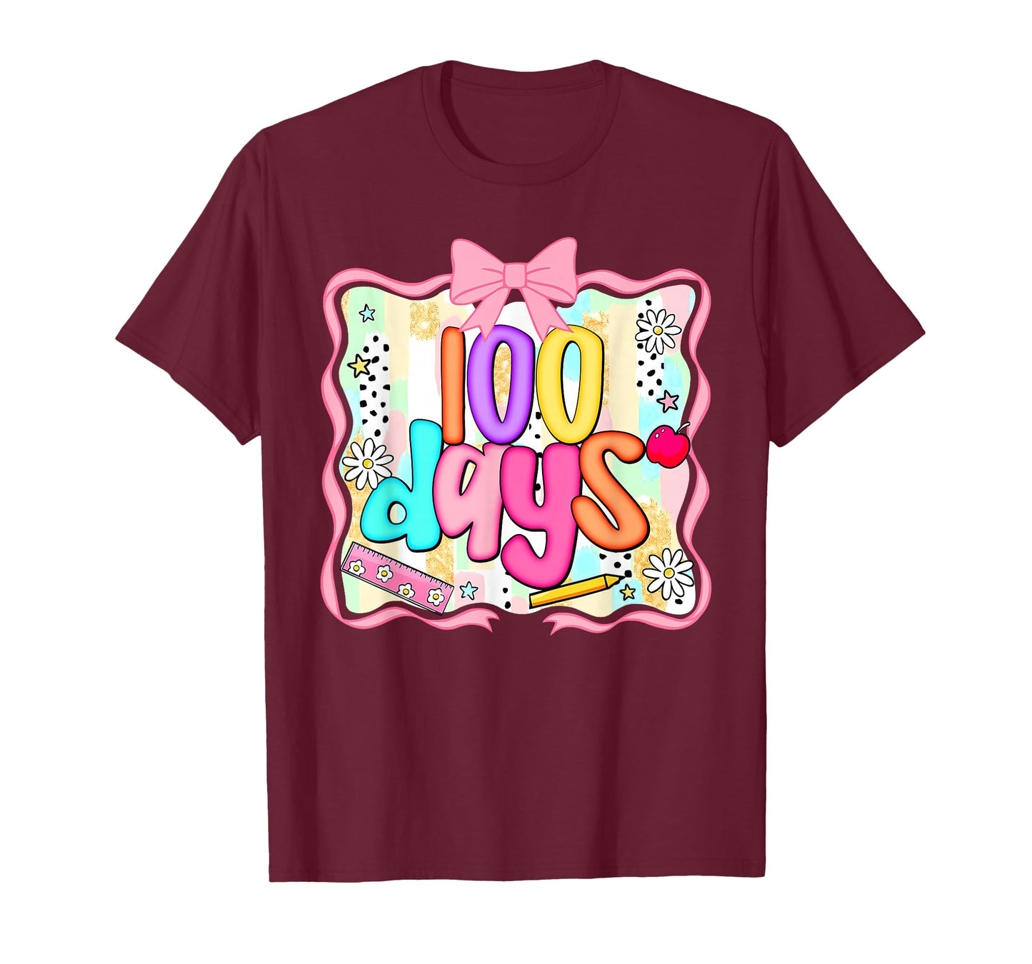 Retro 100 Days of School Happy 100th Day of School Girl Kids T-Shirt
