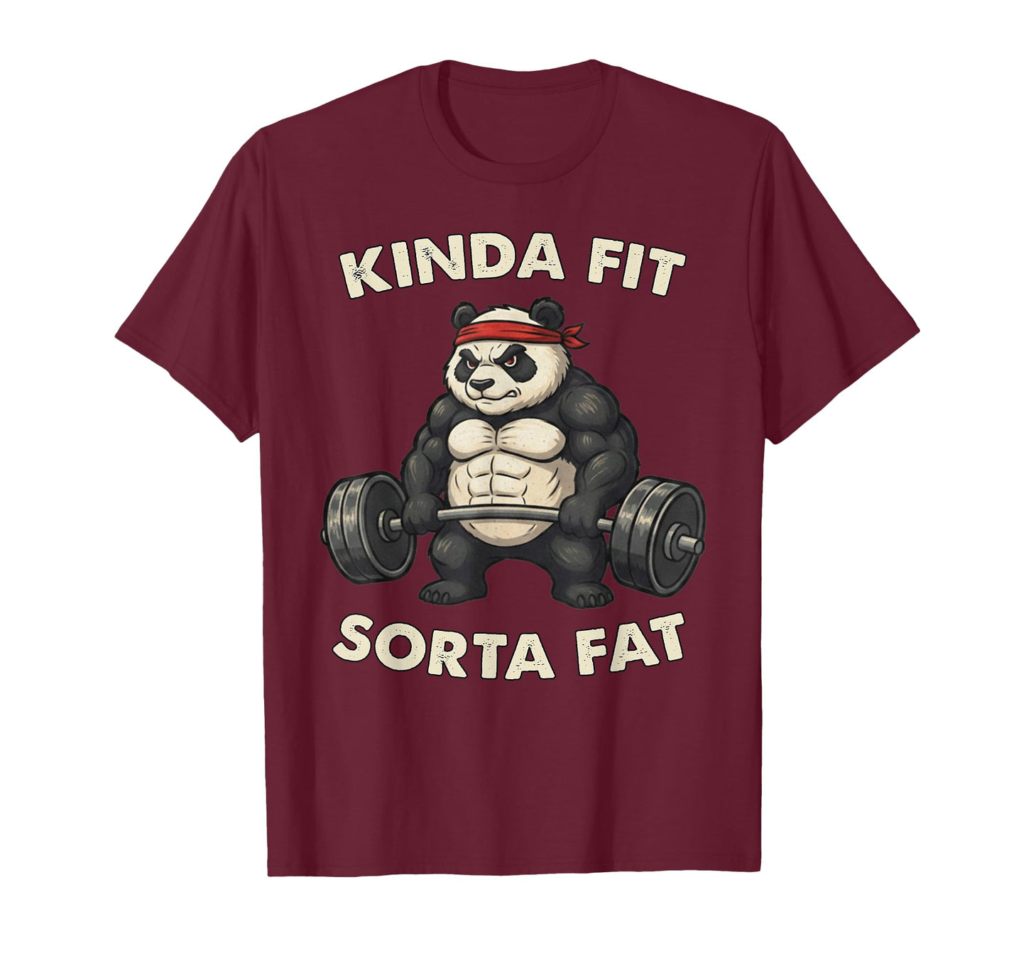 Funny Kinda Fit Sorta Fat Gym Panda Weightlifting T-Shirt