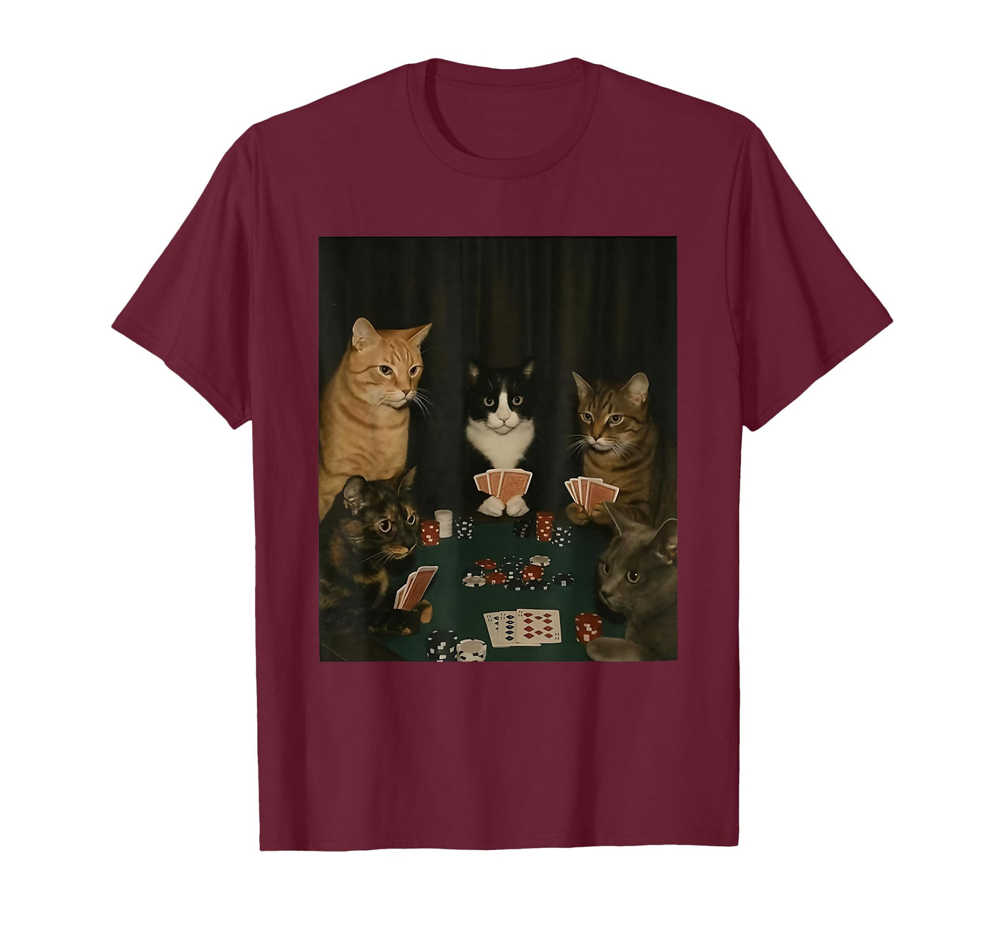 Retro Funny Cats Playing Poker Meme Graphic T-Shirt