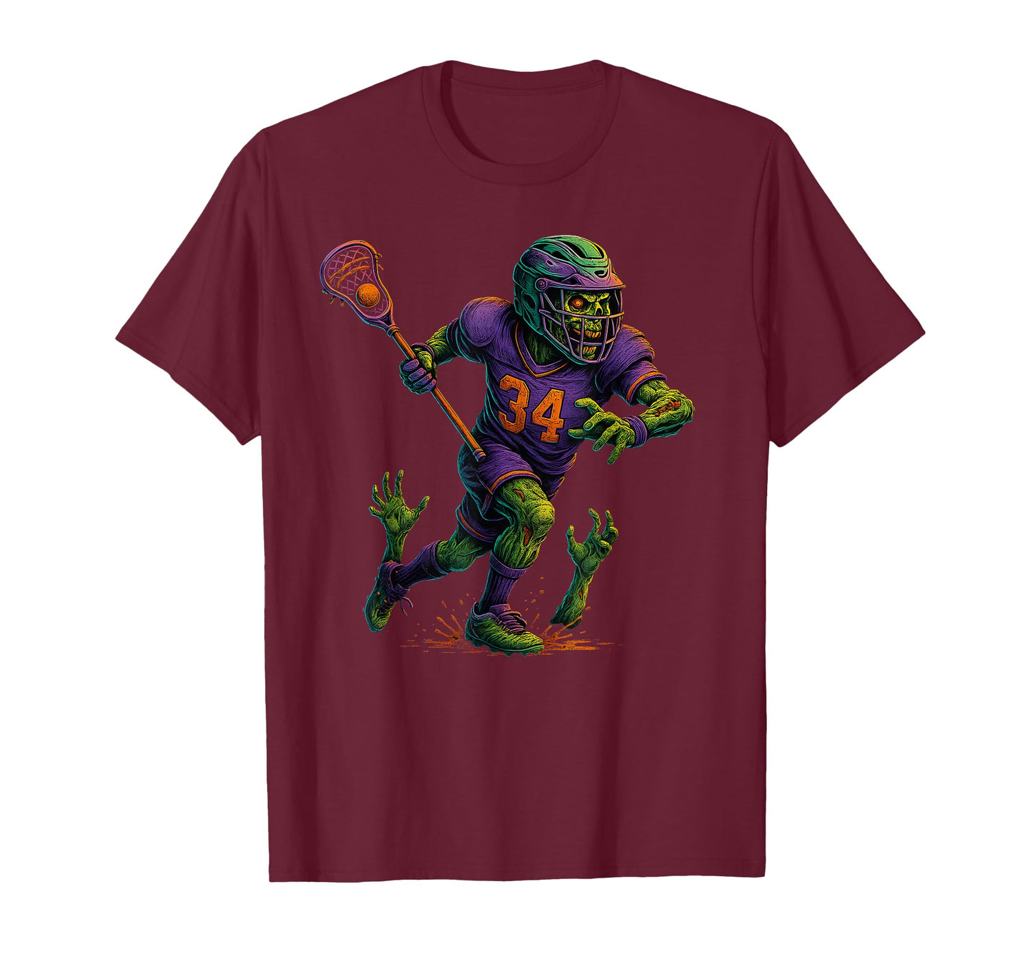 Zombie Halloween Lacrosse Player Design T-Shirt