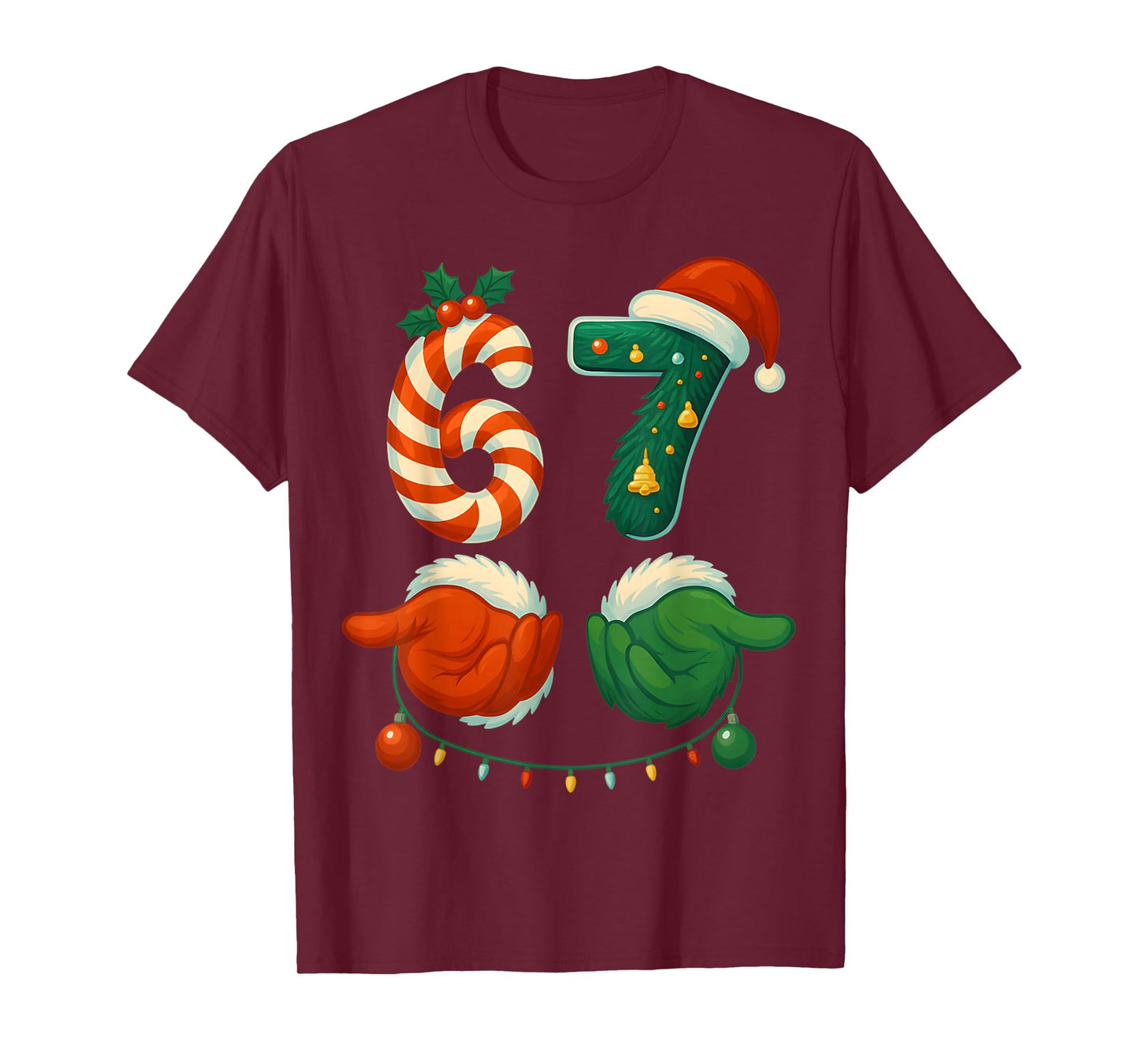 67 Christmas 6 7 Meme Pajamas Holiday Gen Alpha Funny Gifts T-Shirt