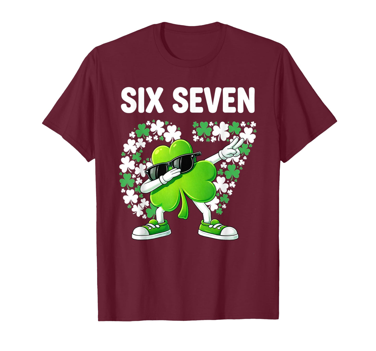St Patricks Day Six Seven 6 7 Meme Shamrock Kids Girls Boys T-Shirt