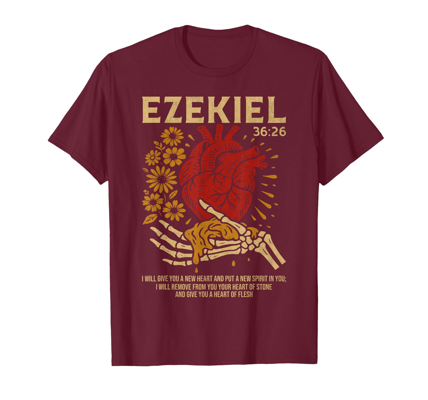 Vintage Ezekiel 36-26 Heart of Flesh Bible Verse Christian T-Shirt