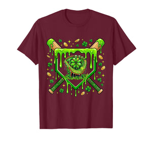 St Patricks Day Baseball Ice Cream Shamrock Baseball Player T-Shirt