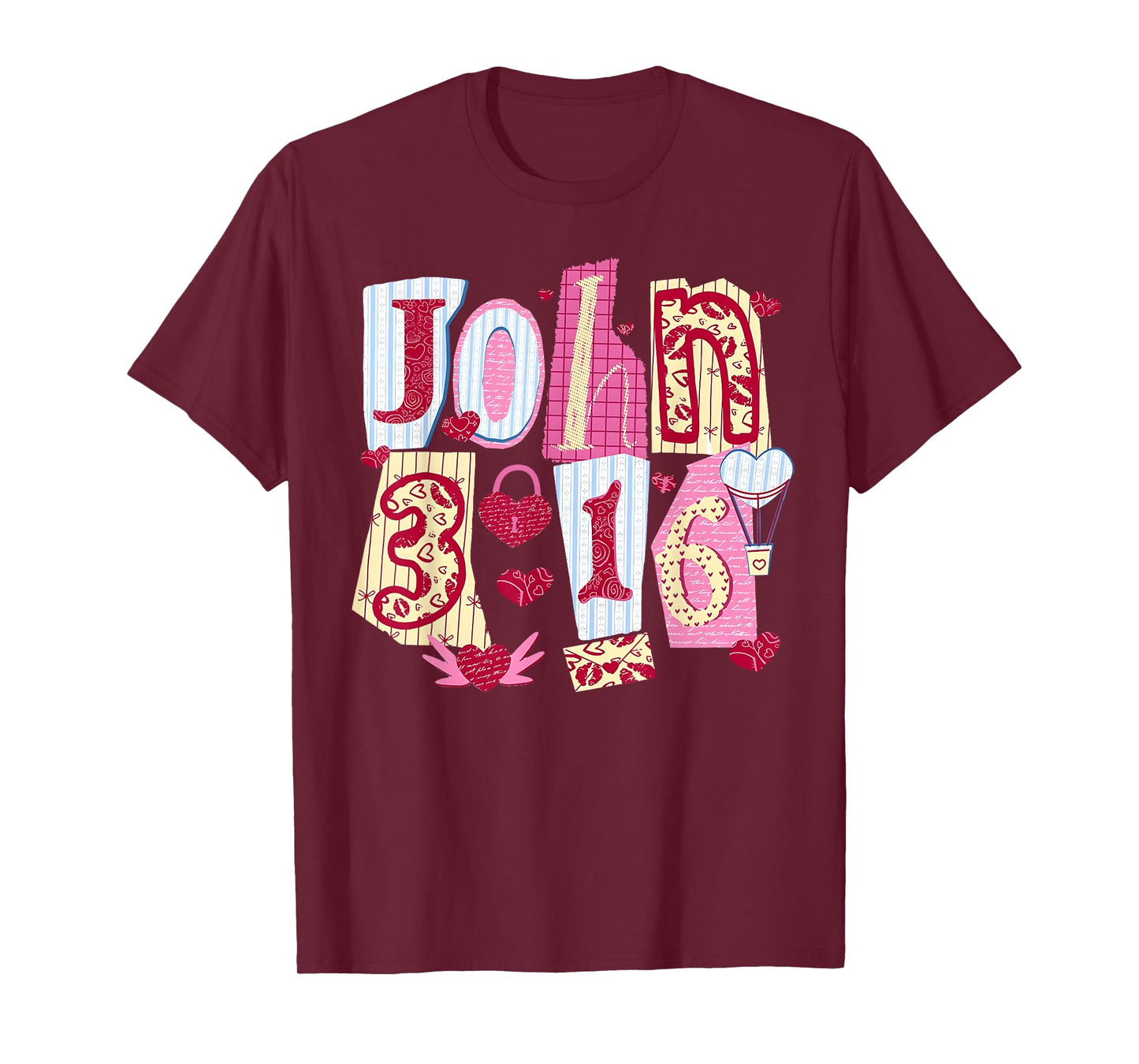 Valentine John 3:16 Loved Coquette Hearts Christian T-Shirt