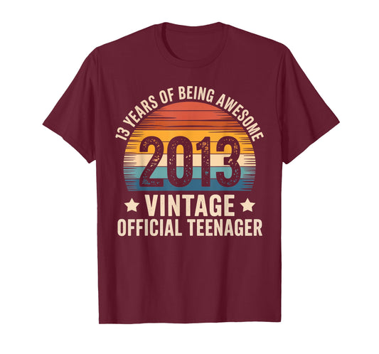 Vintage 2013 Official Teenager 13th Birthday Gifts 13 Yr2026 T-Shirt