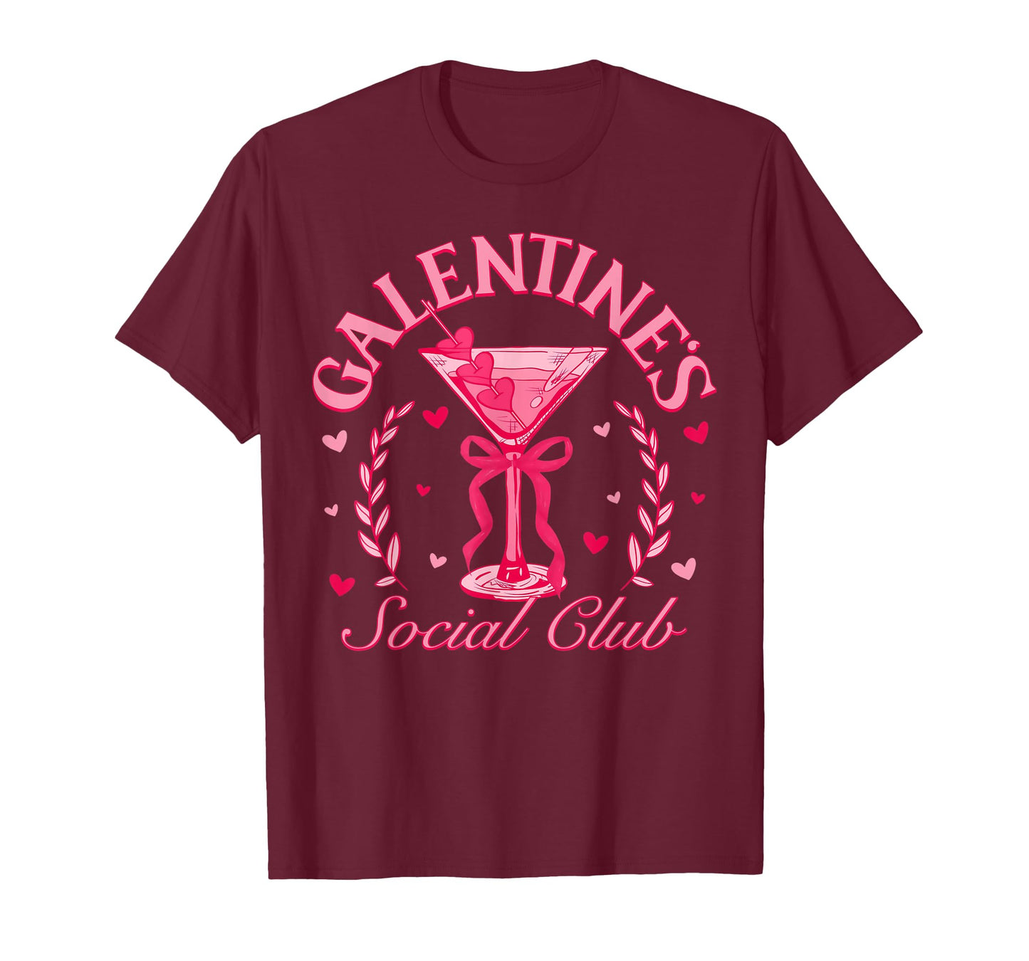 Galentine's Social Club Pink Coquette Martini Bow Valentine T-Shirt