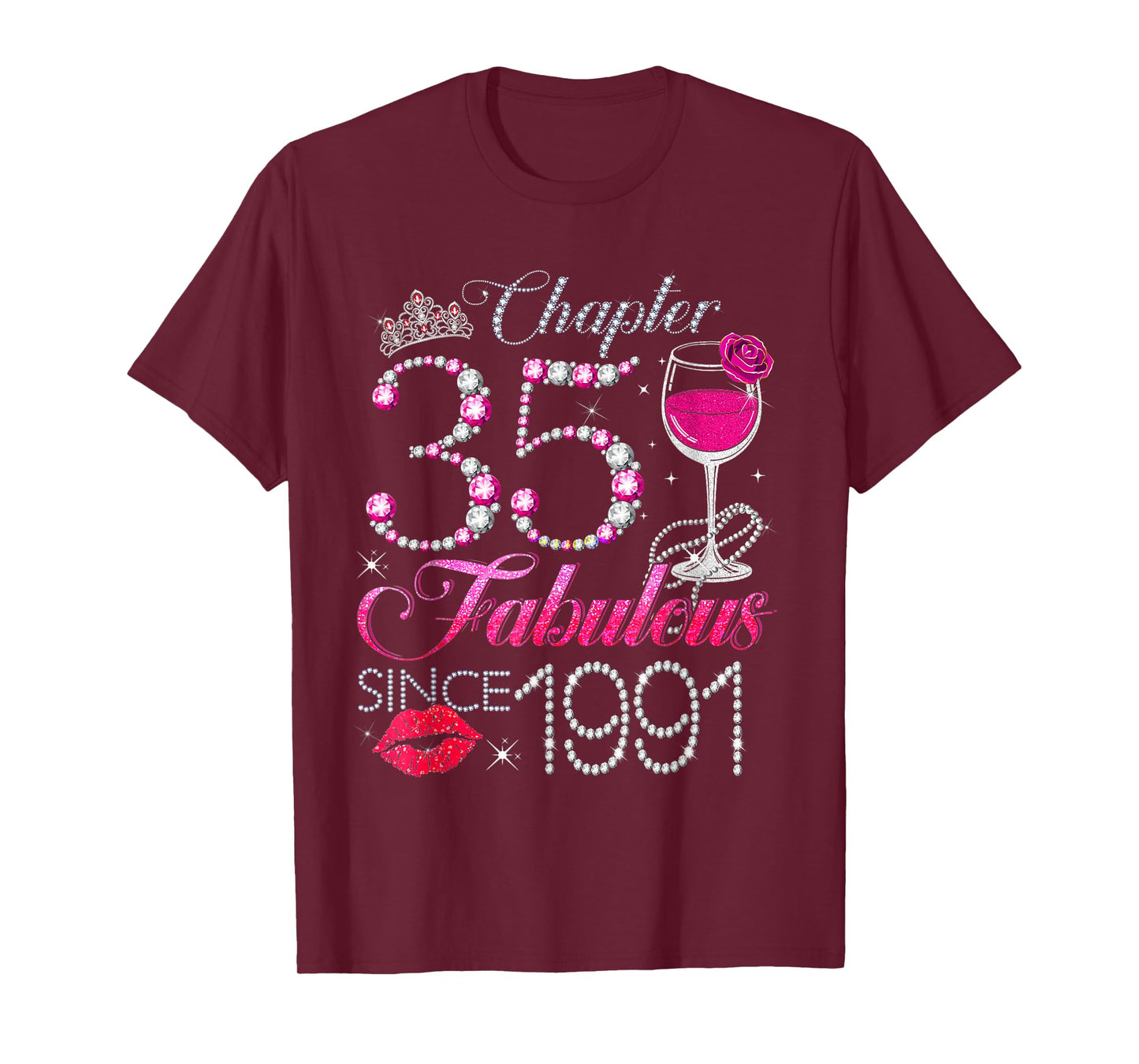 Chapter 35 Fabulous Since 1991 35th Birthday Queen Diamond T-Shirt