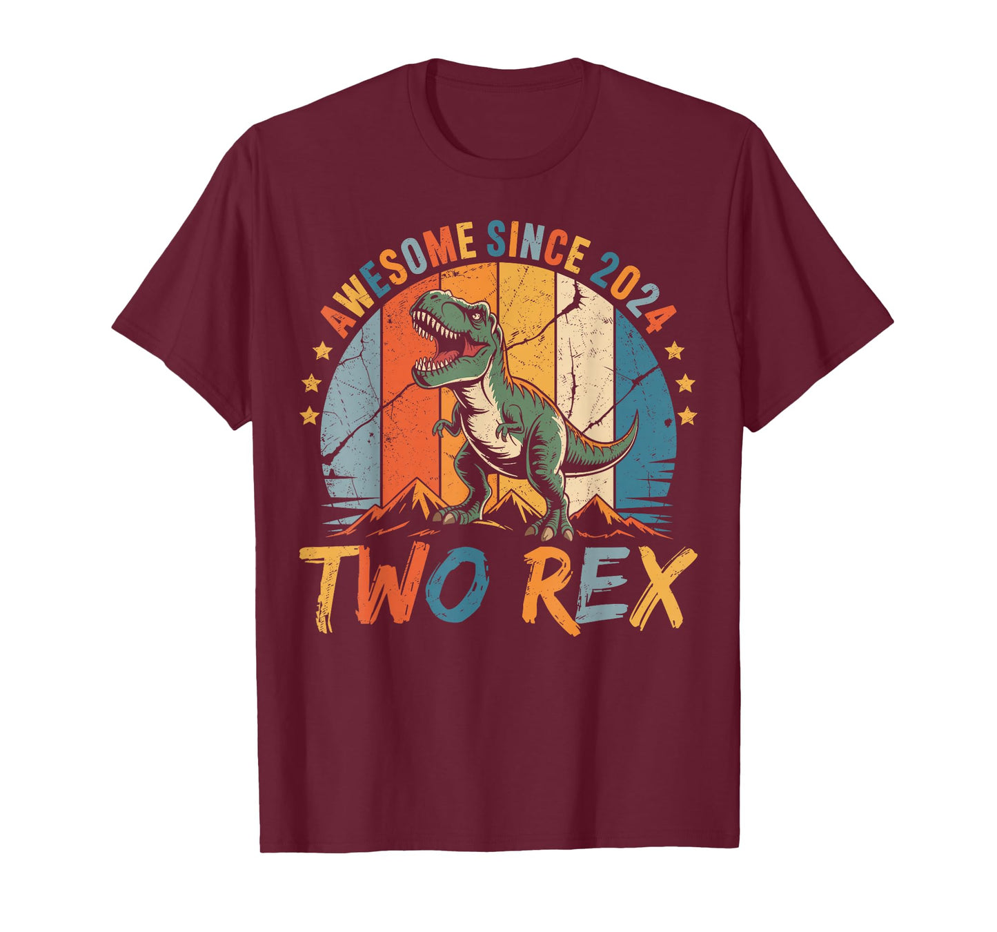Two Rex 2nd Birthday Second Dinosaur 2 Year Old Boys Kids T-Shirt