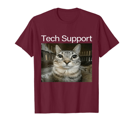 Tech Support Silly Staring Cat Meme Gen Alpha Humor Brainrot T-Shirt