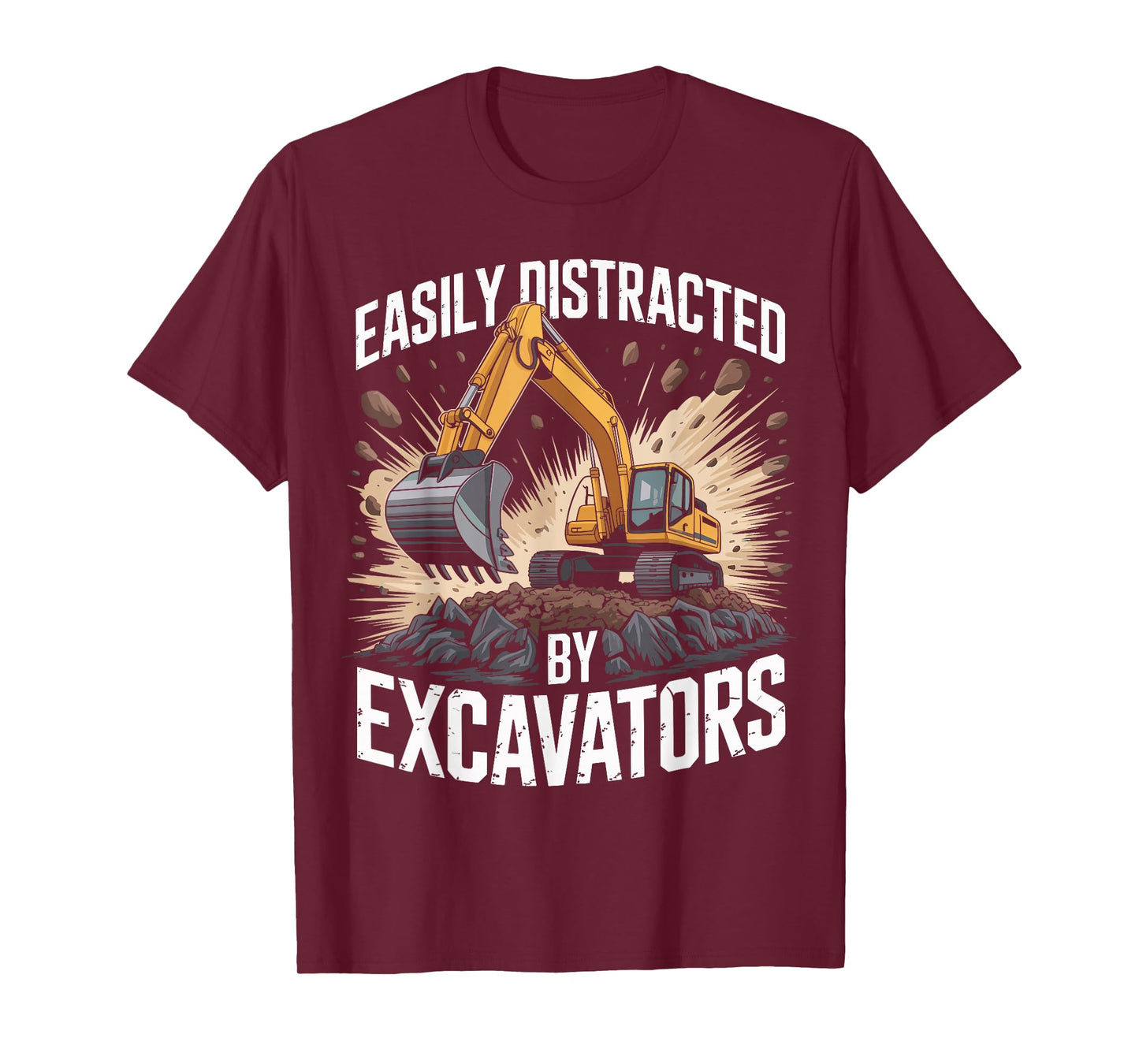 Easily Distracted by Excavators Construction Worker Mechanic T-Shirt
