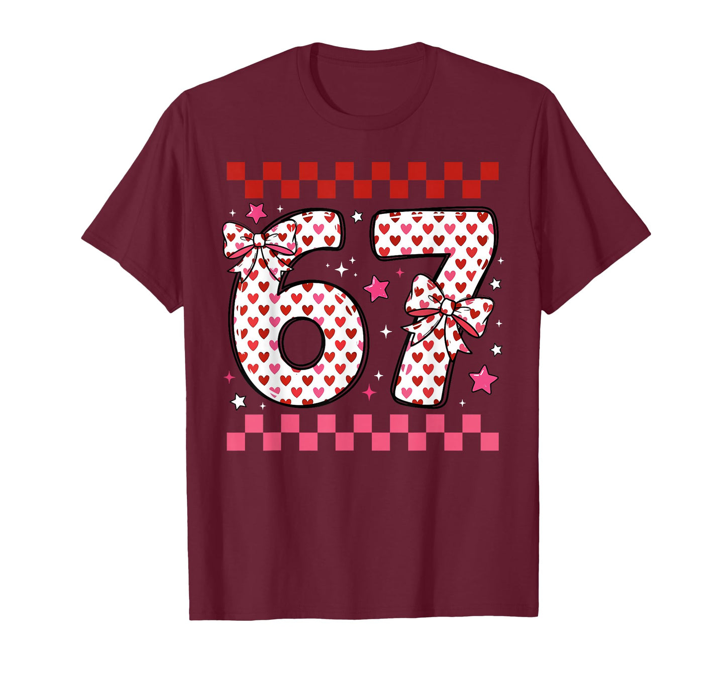 Valentine 67 Six Seven 6-7 Funny Heart Bow for Kids Girls T-Shirt