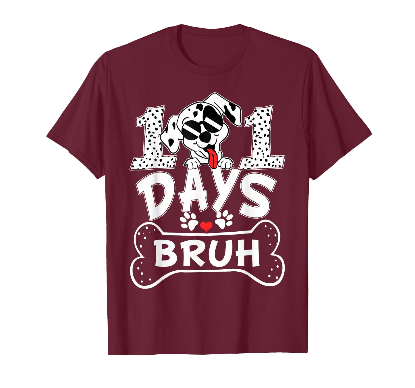 Bruh 100 Days of School Dalmatian Dog Boys Kids 100th Days T-Shirt
