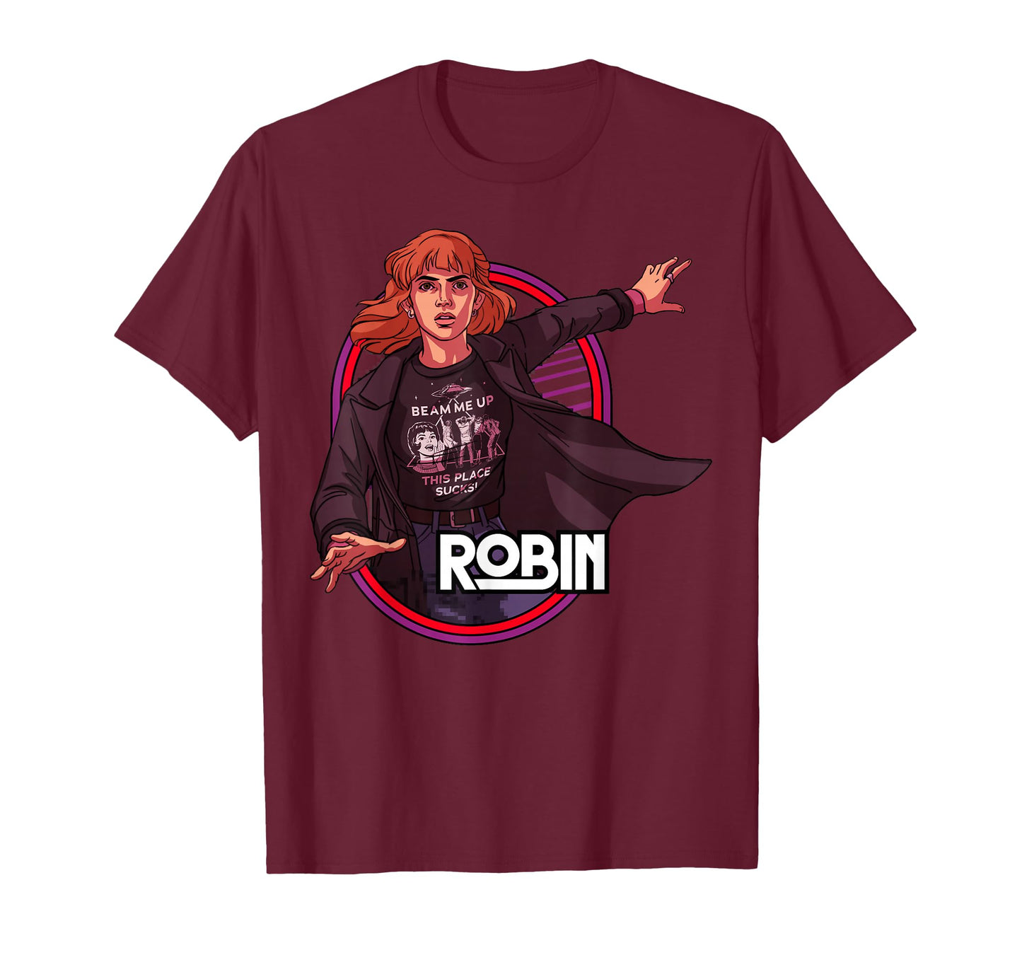 Stranger Things Robin Buckley Neon Frame Character Portrait T-Shirt