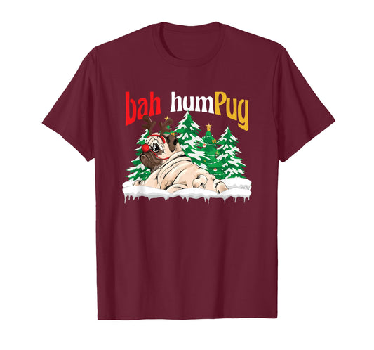 Bah Humbug Funny Pug Dog Xmas Bah Humpug Anti Christmas T-Shirt