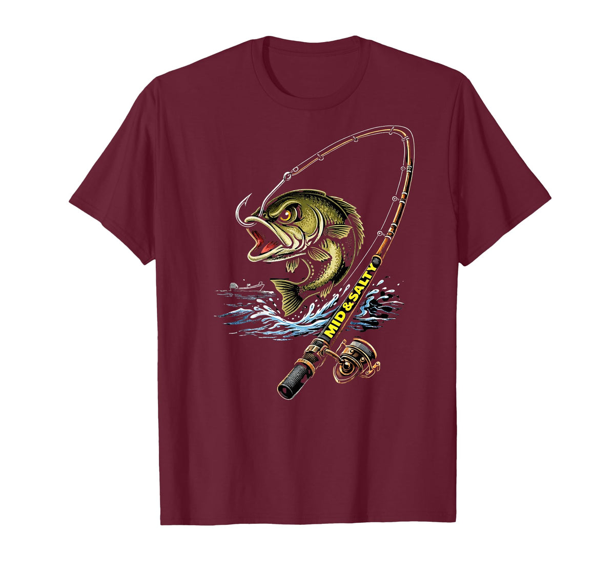 Mid & Salty Angry Bass Fishing Color T-Shirt