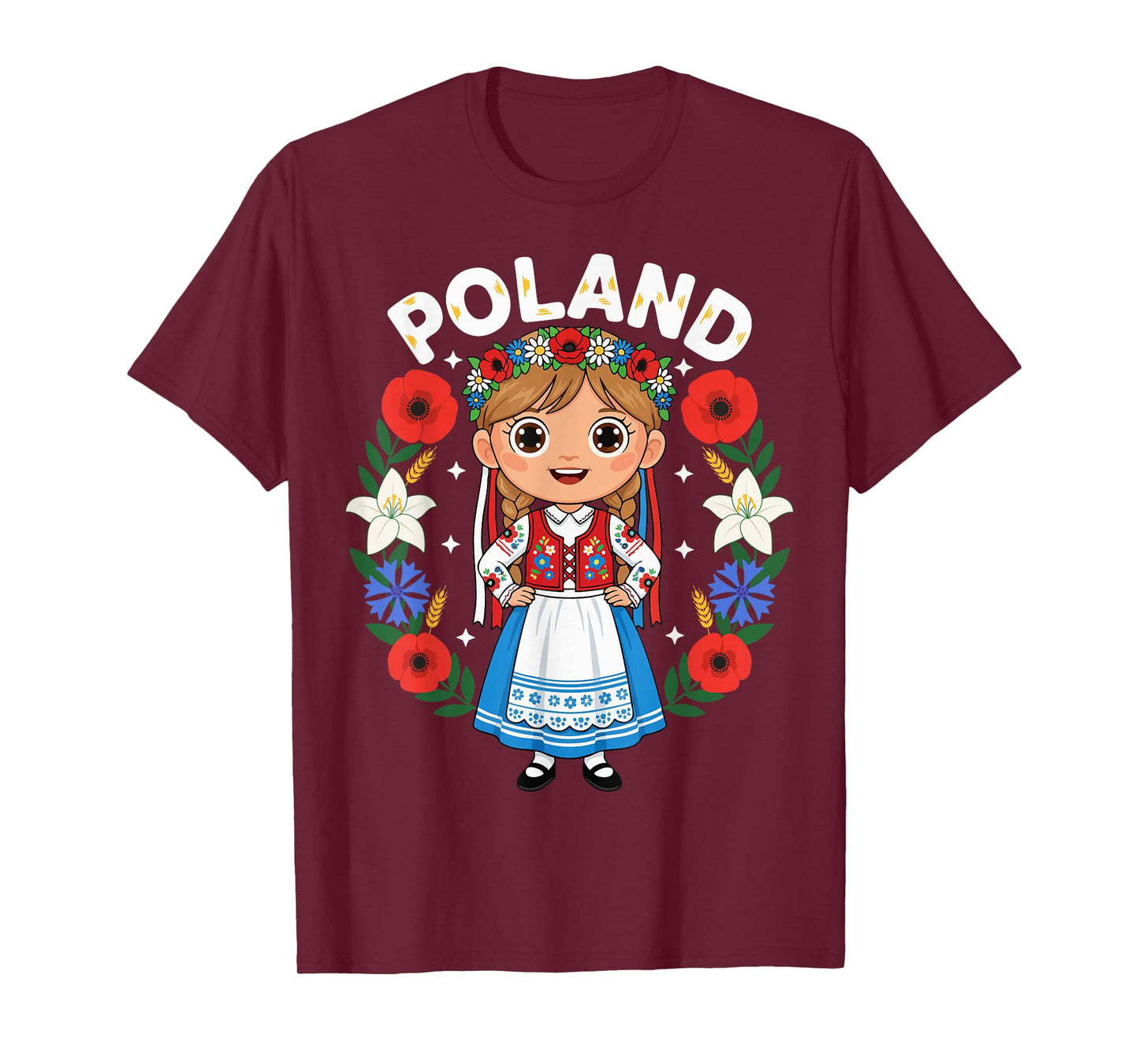 Poland Polish Girl Traditional Dress Flowers Heritage T-Shirt