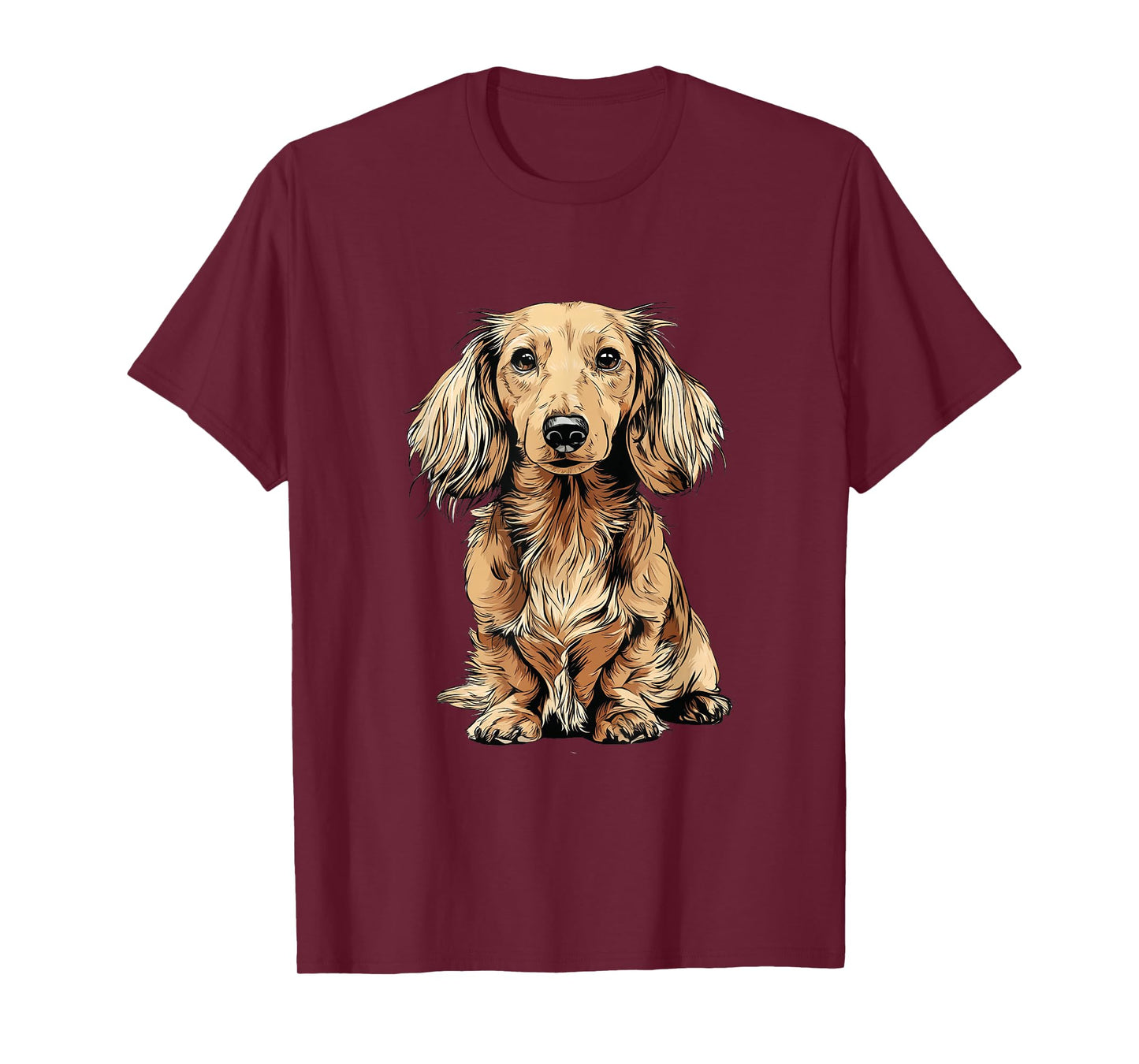 Blonde Long Hair Dachshund Dog Illustration T-Shirt