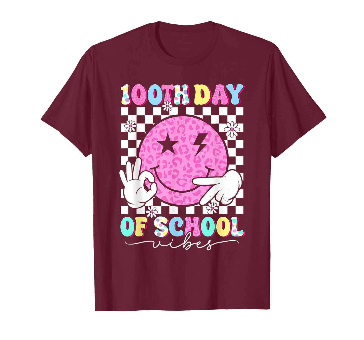 100th Day of School Vibes Cute Smile Face 100 Days of School T-Shirt