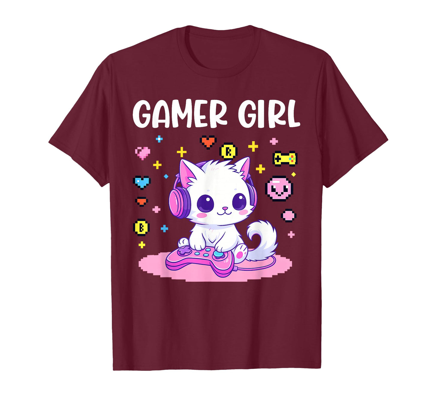 Gamer Girl Cat Gaming Cute Video Game Women Girls Cat Lover T-Shirt
