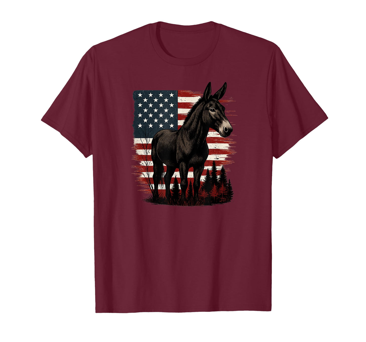Patriotic Mule with American Flag T-Shirt