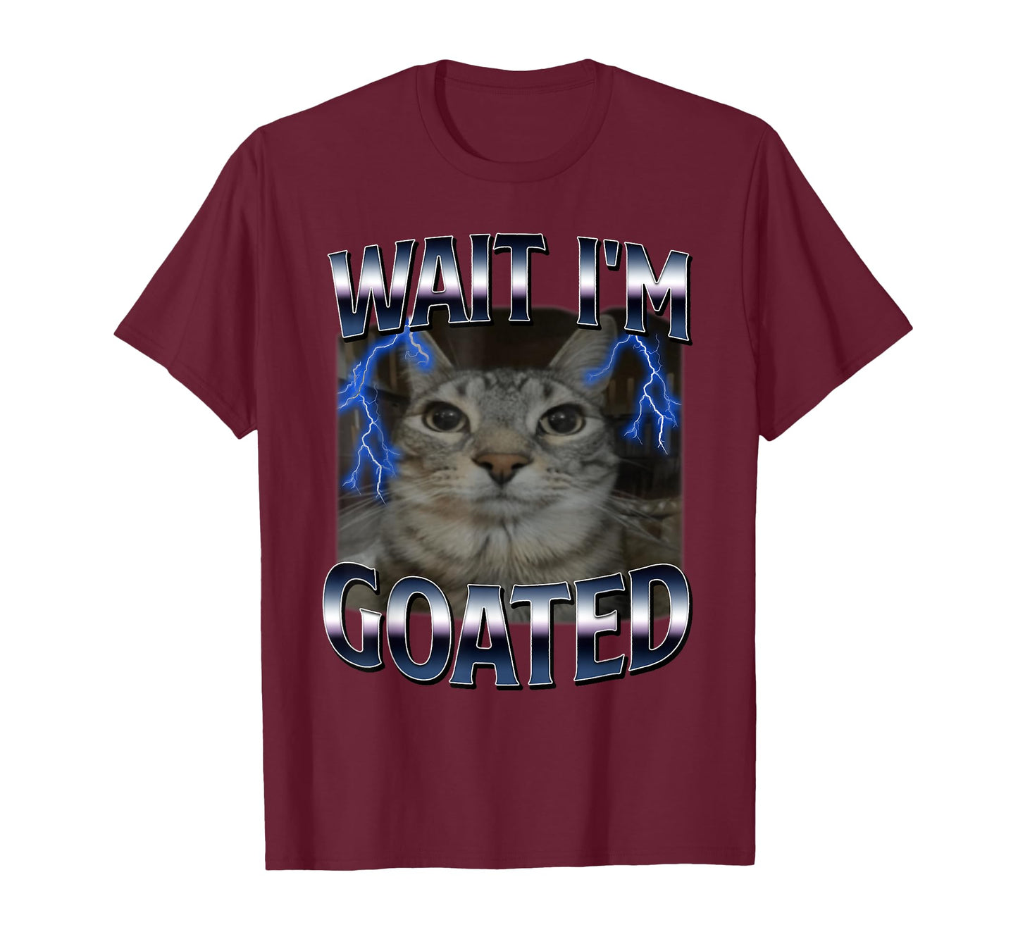 Wait I'm Goated Cat Funny Cat Meme Men Women Kids Graphic T-Shirt